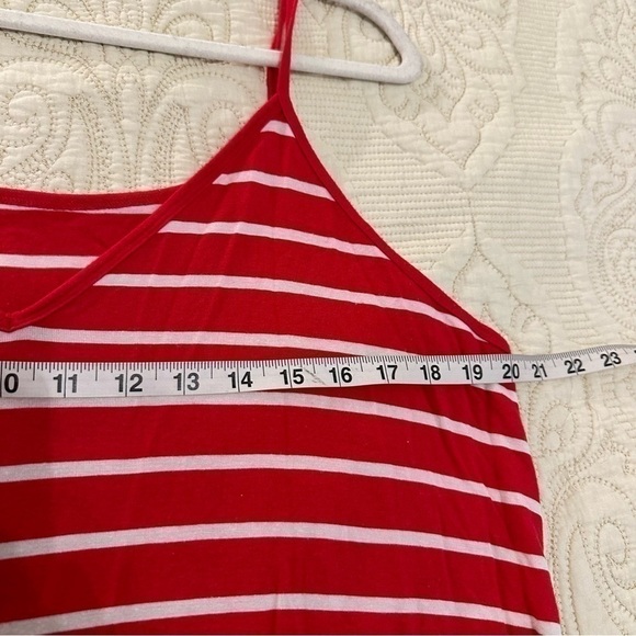Bright red white striped tank, spaghetti strap, loose and flowy XL - Picture 3 of 4